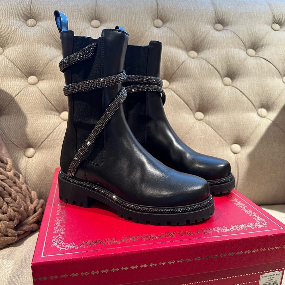 Rene Caovilla Cleo black leather boots